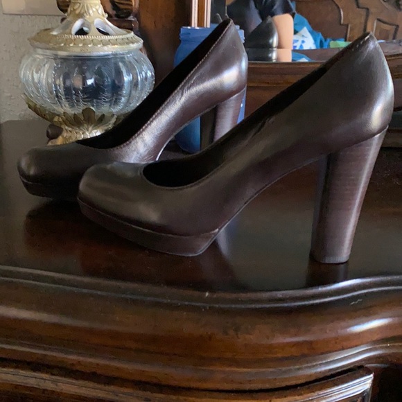 GIANNI BINI Brown Leather Platform Pumps Size 8.5 - Picture 2 of 11
